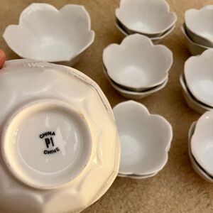 Pier 1 Cream Lotus Ceramic Bowls